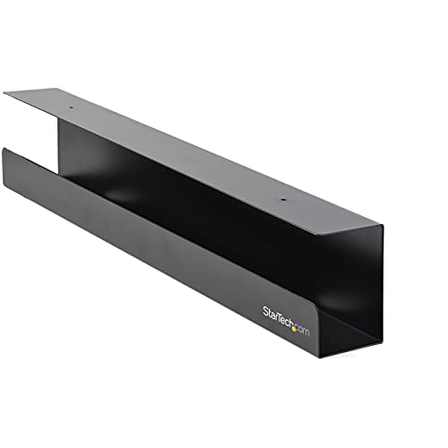 StarTech.com Under Desk Cable Management Tray - Office/Standing Desk Cable Tray Organizer - Desk/Table Mount Holder for Cords/Wire/Power Strip