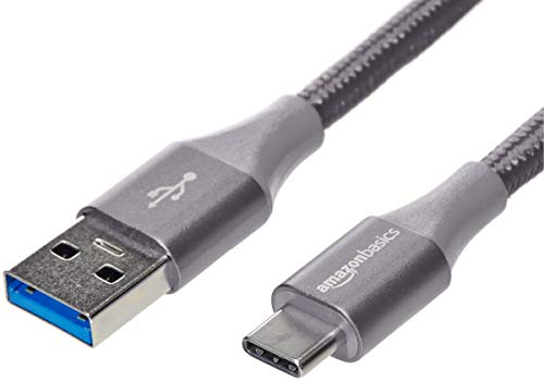 Amazon Basics USB-C to USB-A 3.1 Gen 1 Fast Charger Cable, Nylon Braided Cord, 5Gbps High-Speed for Apple iPhone 16/15, iPad, Samsung Galaxy, Tablets