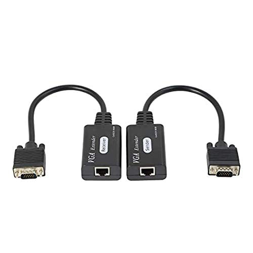 XMSJSIY VGA Extender Over Cat5e/6, VGA Male to RJ45 Ethernet LAN Extender Converter Signal Sender Repeater for HDTV HDPC PS4 STB 1080P Up to 60m (1