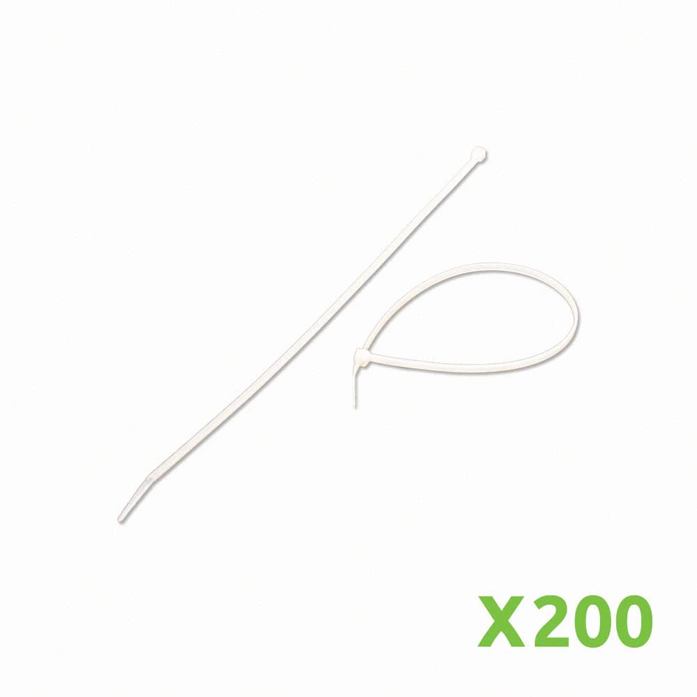 NavePoint 12 Inch Nylon Cable Wire Zip Tie 40 lbs - Natural White 200 Pack Lot Pcs Qty