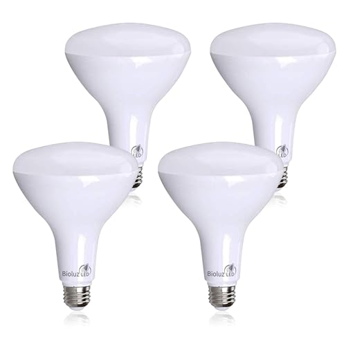 Bioluz LED 4 Pack BR40 LED Light Bulbs - Brightest Dimmable Instant ON Warm White 2700K 120W Equivalent Using 16W 1400 Lumen High CRI Indoor