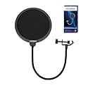 HORNO Professional Microphone Filter Screen-Mic Pop Blocker Mask Shield Screen with Flexible Gooseneck Mount