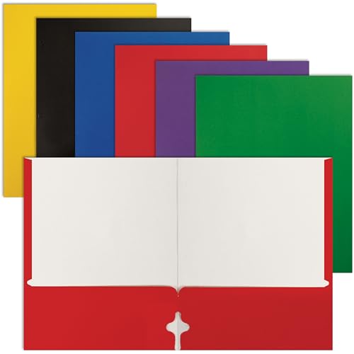 Better Office Products 2 Pocket Folders Bulk, Letter Size Paper Portfolios Case of 100, Assorted Primary Colors, Durable Folders Bulk for School