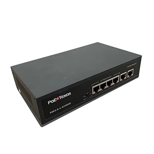 PoE Texas 4-Port PoE+ Switch with 2 Uplinks, VLAN, 65W