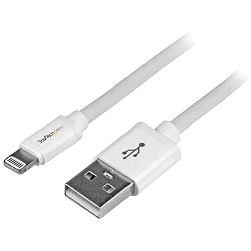 StarTech.com 2m (6ft) Long White Apple 8-pin Lightning Connector to USB Cable for iPhone / iPod / iPad - Charge and Sync Cable (USBLT2MW)