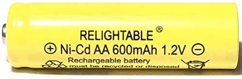 RELIGHTABLE NiCd AA/AAA 600mAh 1.2V Rechargeable Batteries for Solar Lights, Garden Lights and Remotes (6PCS AA 600mAh Batteries)