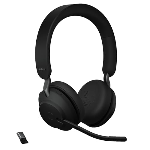 Jabra Evolve2 65 UC Wireless Headphones with Link380a, Stereo, Black - Wireless Bluetooth Headset for Calls and Music, 37 Hours of Battery Life…
