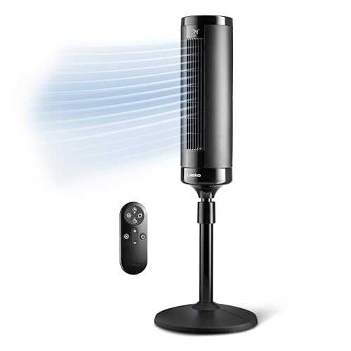 Lasko Elevation DC Tower Fan with Remote - 42" to 54" - EST100 - Black