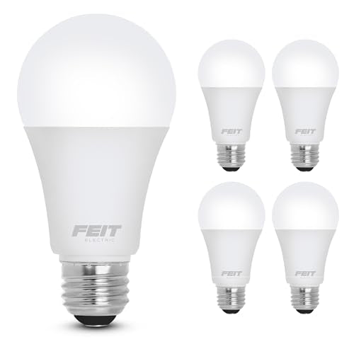 Feit Electric A19 LED Light Bulbs, 60W Eq, Dimmable, Bright White 4 Pack