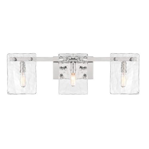 Savoy House 8-8204-3-109 Genry Coastal Farmhouse Handmade Water Glass Bathroom Vanity Wall Light, 3-Light 180 Total Watts, 8" H x 25" W, Polished