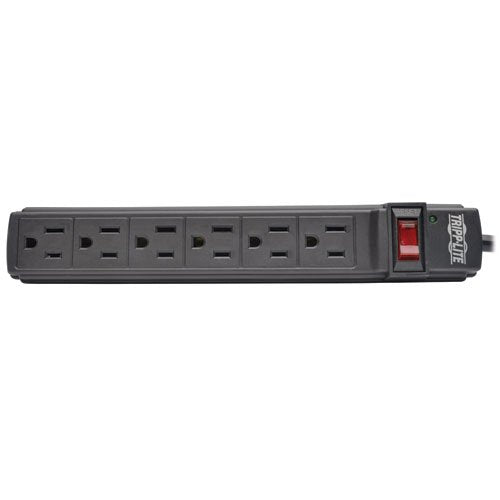 Tripp Lite 6 Outlet Power Strip NEMA 5-15R 6-ft Cord 5-15P Black Housing (PS66B)