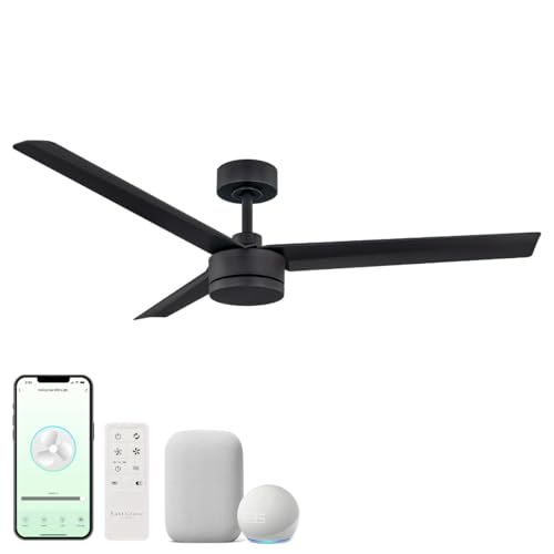 East Grove Home Indoor or Outdoor Breeze 52in 3-Blade Smart Indoor or Outdoor Ceiling Fan in Matte Black Works With iOS or Android App