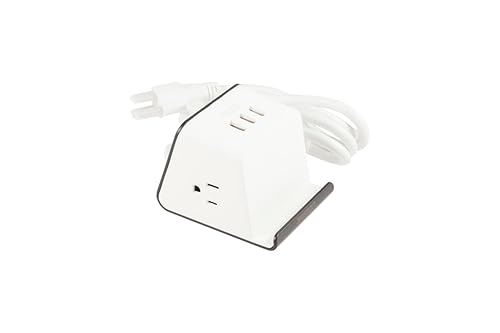 Extension Cord Surge Protector Power Strip with 2 AC Outlets, 3 USB Ports, Fireproof Material, Sturdy Design, Phone Holder, Anti-Slip Foot Pads