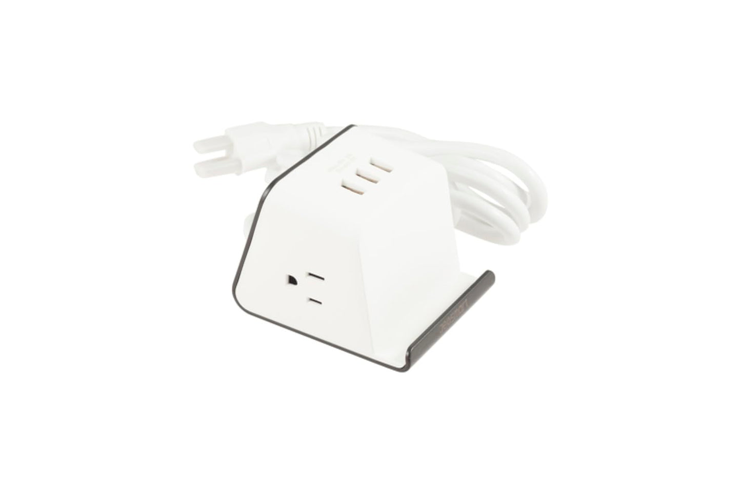 Extension Cord Surge Protector Power Strip with 2 AC Outlets, 3 USB Ports, Fireproof Material, Sturdy Design, Phone Holder, Anti-Slip Foot Pads