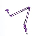 Rannsgeer Desktop Microphone Boom Arm - Heavy Duty Adjustable Metal Mic Stand (Purple)