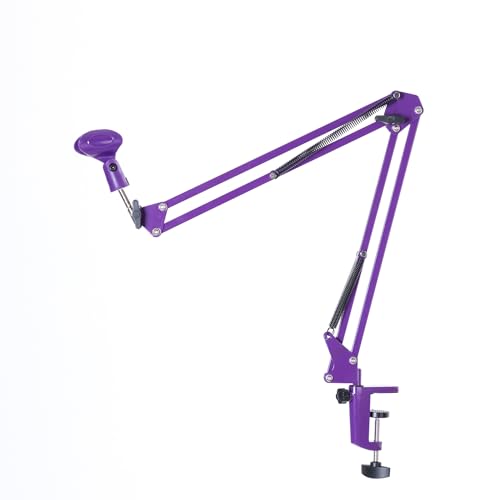 Rannsgeer Desktop Microphone Boom Arm - Heavy Duty Adjustable Metal Mic Stand (Purple)