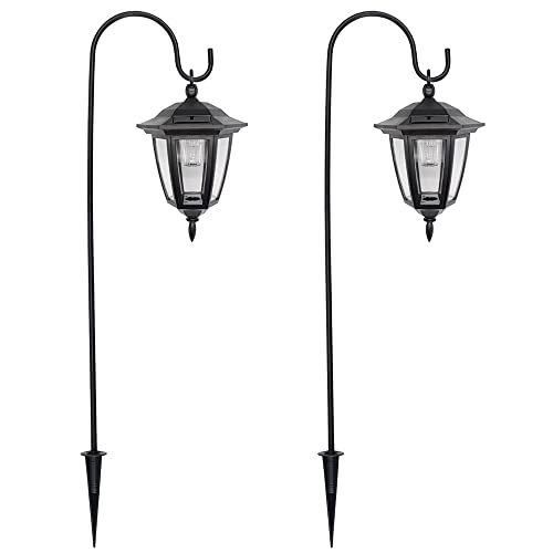 MAGGIFT 34 Inch Hanging Solar Lights Outdoor Waterproof Solar Garden Lights with 2 Shepherd Hooks Landscape Lighting for Lawn Patio Yard Pathway