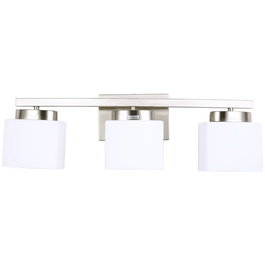 Dosoty 3 Light Bathroom Vanity Light Over Mirror, Modern Brushed Nickel Vanity Lights with Milky Glass Shade, 23 inches Vanity Lighting Fixtures