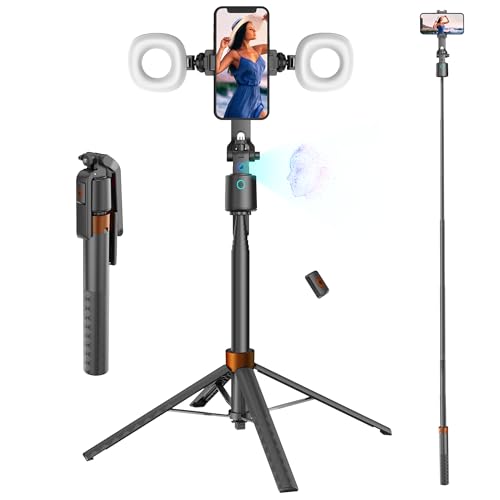 70" Auto Face Tracking Phone Tripod with Fill Light, 360° Rotating Smart Shooting Stand with Remote Control, No App Required for Vlogging, TikTok
