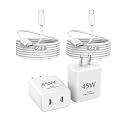 45W Apple USB C Charger Fast Charging for iPhone 17/16/15, 2Pack 6FT USB C to C Cable Cord Quick iPhone Charger Block for Apple 17/17 Pro/17 Pro