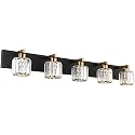 Aipsun Crystal Bathroom Vanity Light Black Vanity Lighting fixtures 5 Lights Crystal Vanity Light for Bathroom(Exclude Bulb)