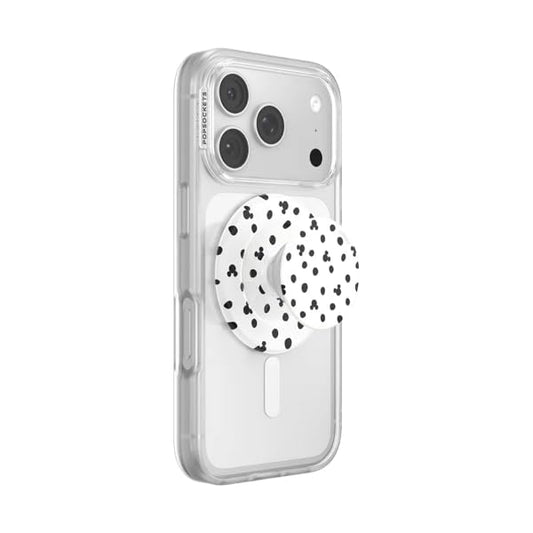 PopSockets Phone Grip for MagSafe, Magnetic Holder, Phone Stand, Disney - Mickey Polka Dot White