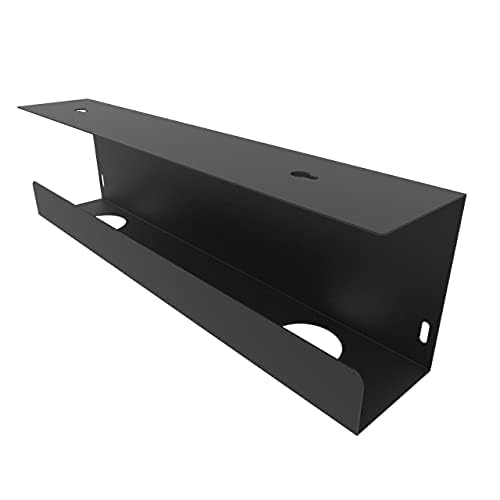 Jingchengmei Under Desk 17 inch Wide Cable Management Tray, Power Strip Holder, Metal Cord Organizer, Wire Management for Office and Home, Black
