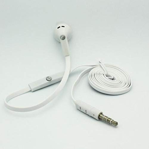 Mono Headset Compatible with LG V40 ThinQ Phone, Wired Earphone Single Earbud 3.5mm Headphone Flat White for V40 ThinQ Model