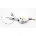 White Retractable 3.5mm Mono Handsfree Headset Earphone Single Earbud with Microphone for AT&T Samsung Galaxy S3 SGH-i747 / Galaxy S4 SGH-I337…