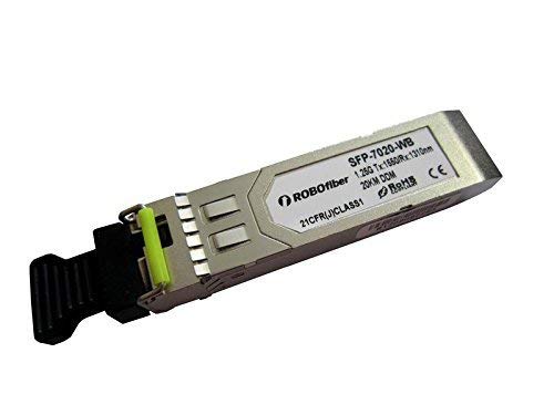 ROBOfiber SFP (miniGBIC) BiDi Optical Module, Single Strand B 20Km, Gigabit 1.25G Rate, 1550/1310nm, LC Connector, DDM Features Included
