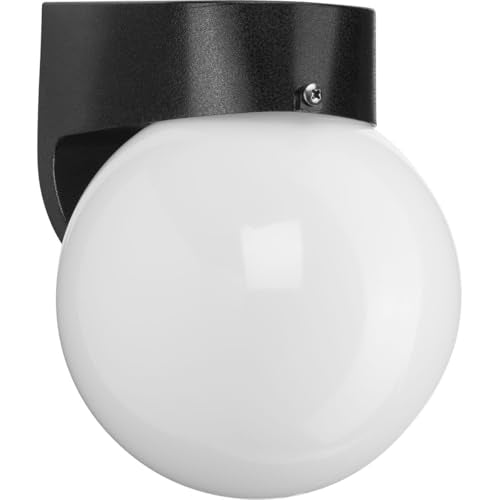 Progress Lighting Polycarbonate Outdoor 1-Light White Acrylic Shade Modern Outdoor Wall Light Textured Black