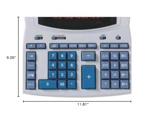 Rexel IB404207 Desktop Calculator 1491X with Mains Connection, 230 x 300 x 92 mm, Negative Numbers in Red, Two-Tone Display, Light Grey/Blue