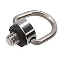 Foto&Tech Stainless Steel 1/4"-20 Rubber Padded D Ring Screw, D-Shaped Ring Camera Sling Screw for Shoulder Straps, Wrist Straps, Selfie Sticks