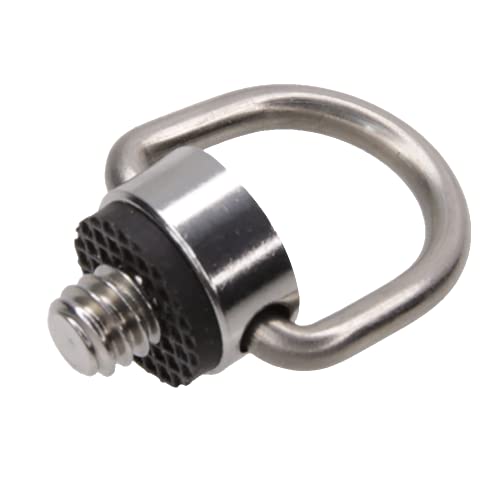 Foto&Tech Stainless Steel 1/4"-20 Rubber Padded D Ring Screw, D-Shaped Ring Camera Sling Screw for Shoulder Straps, Wrist Straps, Selfie Sticks