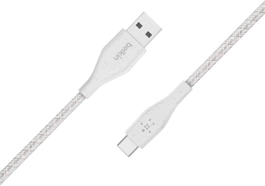 Belkin DuraTek Plus USB C to USB Cable - USB-A Cable W/Leather Strap - Ultra-Strong Charging Cable W/Flexible Insulation - Compatible W/iPads, Samsung