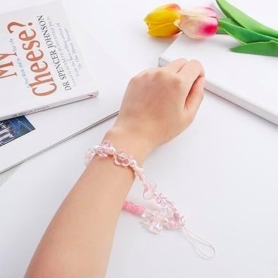 Yxinjy Mobile Phone Chain Strap Cute Bow Heart Head Star Flower Heart Beaded Phone Case Charm Beaded Mobile Lanyard Wrist Strap Pink Anti-Lost String