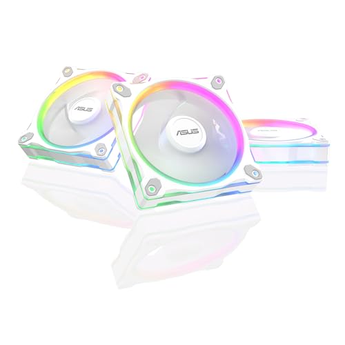 ASUS Prime MR120 ARGB Reverse Fan White Triple Pack, 28mm Extra-Thick Frame, Quiet, high-Performance Cooling with PWM Control, 20 ARGB LEDs