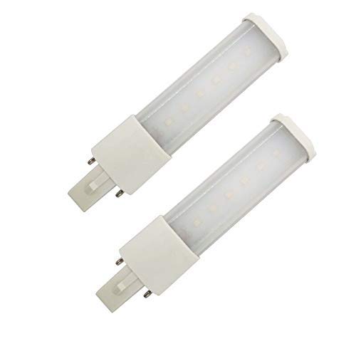 E-Simpo 2pcs L135mm/5.3" 2-Pack 4W G23 Bulb 2-Pin Plug-in Horizontal Retrofit Lamp CFL PLS-7W Replacement 110V 220V 180° View Angle Recessed Down Bulb