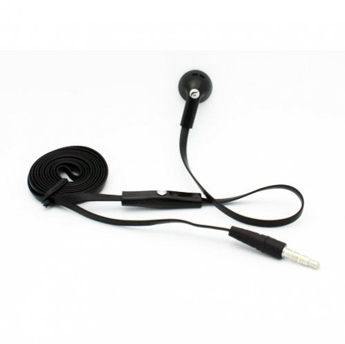 Flat Cable Black Handsfree Mono Headset Single Earphone Earbud Microphone for Net10 / Straight Talk / Tracfone LG Optimus Dynamic / Dynamic 2…