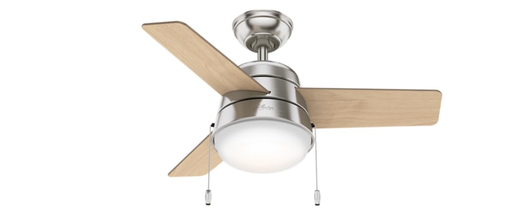 Hunter Aker, Indoor, Ceiling Fan, Modern, Small, 36 inch, Brushed Nickel