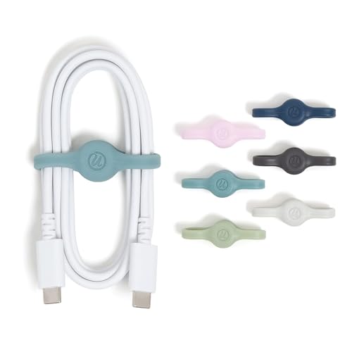 U Brands Magnetic Silicone Cord Organizer Cable Clips, Set of 6 Cable Ties, Cable Management, Office Desk Accessories, Office Supplies, Assorted