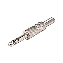 2 pcs 1/4" Stereo Audio Plug Connector Metal Spring Relief 6.3mm Phono Nickel Plate Shielded Solder Terminal 1/4 Male Stereo Audio Video Jack Plug