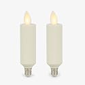 Luminara Set of 2 Pearl Ivory Flameless Candle E12 Taper Bulbs Flat Top - 1" x 4" for Chandeliers, Wall Sconces and Lighting Fixtures