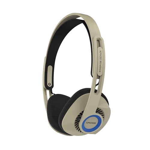 Koss KPH30 Wireless Bluetooth On-Ear Headphones, Retro Style, 20+ Hour Battery Life, USB-C Charging, Microphone, Rhythm Beige