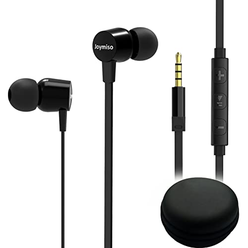 Joymiso Tangle Free Earbuds for Kids Women Small Ears with Case, Comfortable Lightweight in Ear Headphones, Flat Cable Ear Buds Wired Earphones