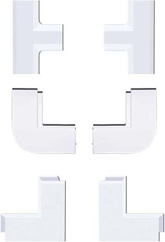 Connector Accessory Pack for Delamu Cable Concealer CC02, 2 Inside Elbows, 2 Outside Elbows, 2 T Connectors, for ASIN B07GPDT7PQ/ B08NJJPRP1