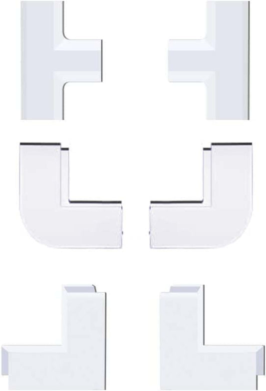 Connector Accessory Pack for Delamu Cable Concealer CC02, 2 Inside Elbows, 2 Outside Elbows, 2 T Connectors, for ASIN B07GPDT7PQ/ B08NJJPRP1