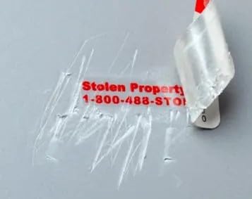 Stop Security Plate (Small) - Anti-Theft ID Tag and 24/7 Recovery Service for Laptops, Tablets, Cell Phones and Other Devices. Made in USA.