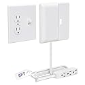 Sleek Socket Outlet & Plug Concealer for Wall Outlet with Cord Concealer Kit, 8-Foot Flat Extension Cord with Multiple Outlets Power Strip, Ideal