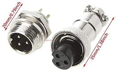 Lsgoodcare GX12-3 Metal Aviation Plug Kit 5A, Including 10Pairs 3 Pin 12MM Aviation Connectors Thread Male Female Panel Socket and 10Pcs Aviation
